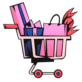 Shopping cart presents clipart