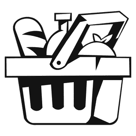 Shopping cart small full black and white clipart