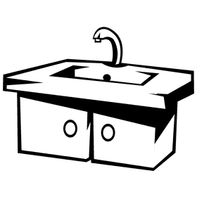 Sink doors black and white clipart