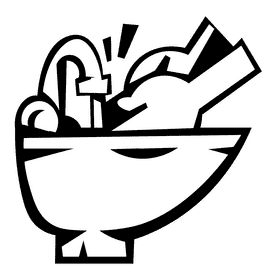 Sink hands black and white clipart