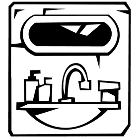 Sink mirror black and white clipart