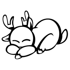 Stag sleepy black and white clipart