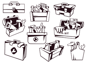Toolbox black and white vector