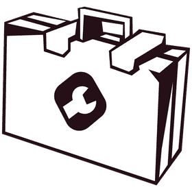 Toolbox closed with icon black and white clipart