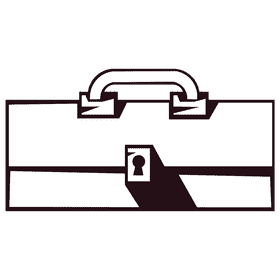 Toolbox front closed black and white clipart