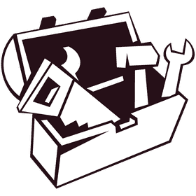 Toolbox opened 3d black and white clipart