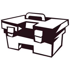 Toolbox plastic top black and white clipart