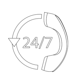 24 7 Call Center drawing black and white clipart
