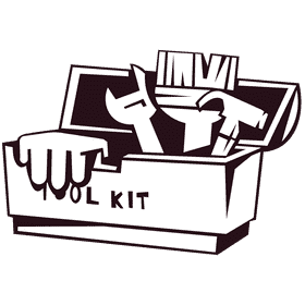 Toolbox tool kit black and white clipart