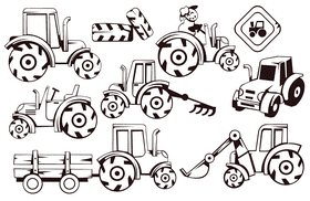 Tractor black and white vector