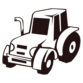 Tractor 3d black and white clipart