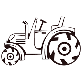 Tractor open top black and white clipart