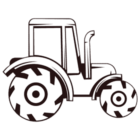 Tractor red black and white clipart