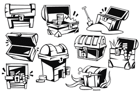Treasure chest black and white vector