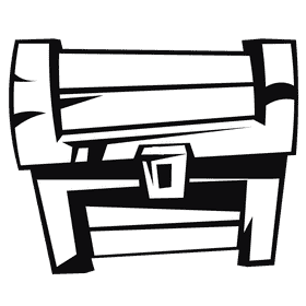 Treasure chest closed black and white clipart