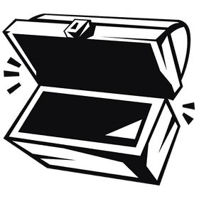 Treasure chest opened black and white clipart