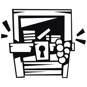 Treasure chest opened front view black and white clipart