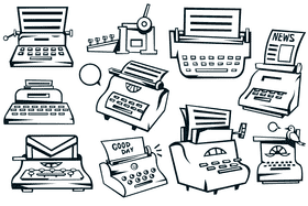 Typewriter black and white vector