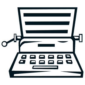 Typewriter front black and white clipart