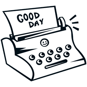 Typewriter good day black and white clipart