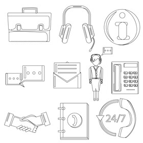 Consultant set black and white vector