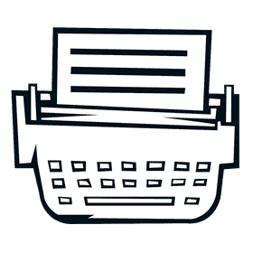 Typewriter up view black and white clipart