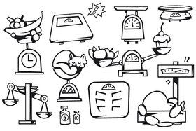 Weighting scale black and white vector