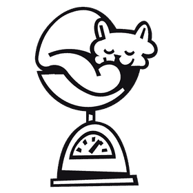 Weighting scale cat black and white clipart