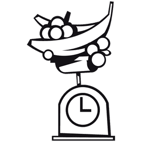 Weighting scale fruit black and white clipart