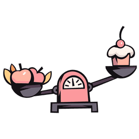 Weighting scale fruit and cake clipart