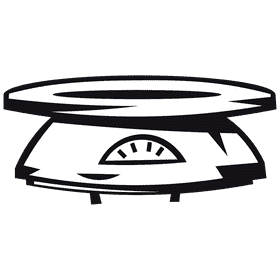 Weighting scale round black and white clipart
