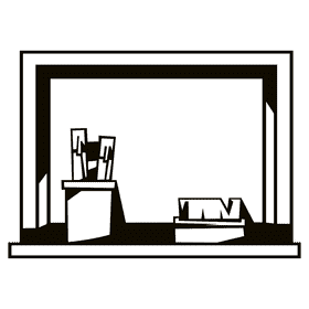 Whiteboard pencil and brush black and white clipart