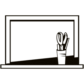 Whiteboard scissors black and white clipart