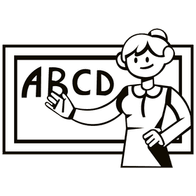 Whiteboard teacher black and white clipart