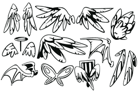 Wings black and white vector