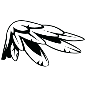 Wings one black and white clipart