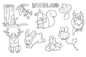 Woodland black and white vector