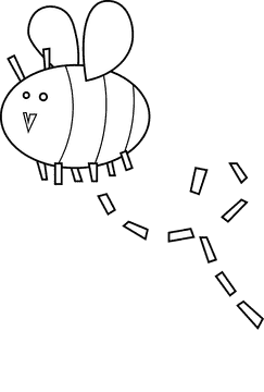 Woodland bee black and white clipart
