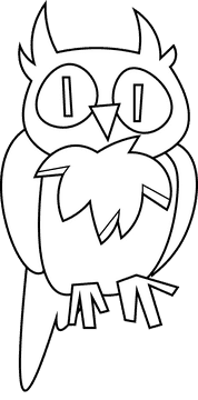 Woodland owl black and white clipart