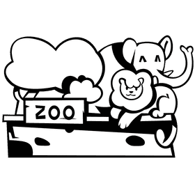 Zoo elephant black and white clipart