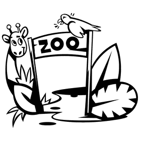 Zoo entrance black and white clipart