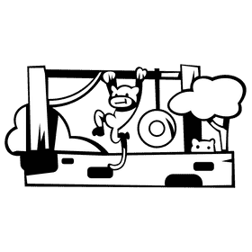 Zoo monkeys black and white clipart