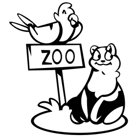 Zoo panda black and white clipart