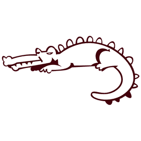 Zoo animal crocodile black and white clipart