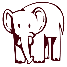 Zoo animal elephant black and white clipart