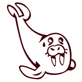 Zoo animal walrus black and white clipart