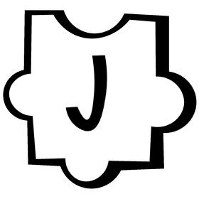 Alphabet j letter black and white clipart