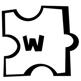 Alphabet w letter black and white clipart