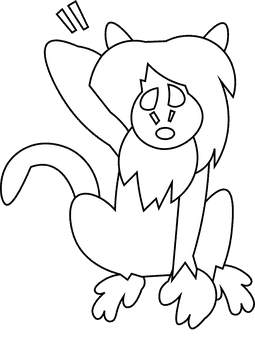 Baboon curious black and white clipart