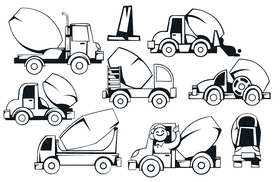 Cement truck black and white vector